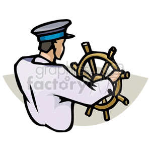 300x300 Royalty Free Cartoon Man Steering A Boat 159987 Vector Clip Art