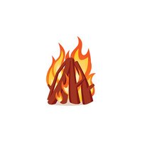 200x200 Campfire Isolated On White Bright Bonfire In Cartoon Style Stock