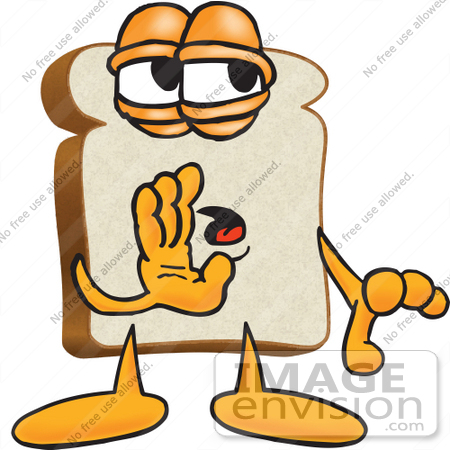 450x450 Clip Art Graphic Of A White Bread Slice Mascot Character Gossiping