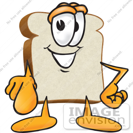450x450 Clip Art Graphic Of A White Bread Slice Mascot Character Pointing
