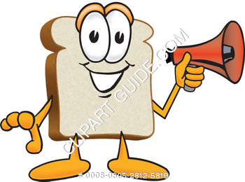 350x260 Illustration Of Cartoon Clipart Bread Holding Megaphone