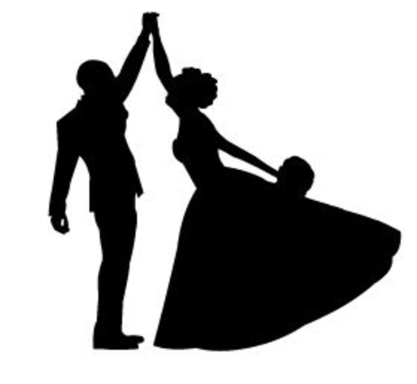 600x553 Bride And Groom Silhouette Clipart