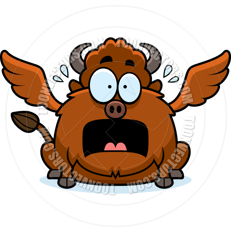 940x940 Cartoon Winged Buffalo Scared By Cory Thoman Toon Vectors Eps