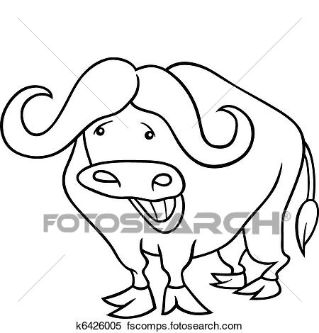 450x470 Clipart Of African Buffalo For Coloring Book K6426005