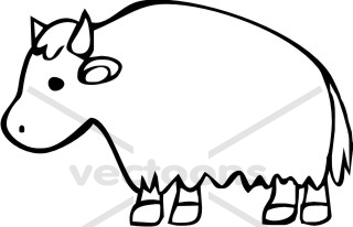 320x206 Simple Buffalo Cartoon In Black And White