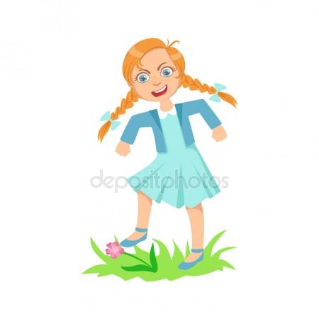 450x450 Girl Walking On Lawn Grass Breaking Flowers Teenage Bully