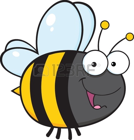 430x450 Outlined Bumble Bee Flying Over Flower Royalty Free Cliparts