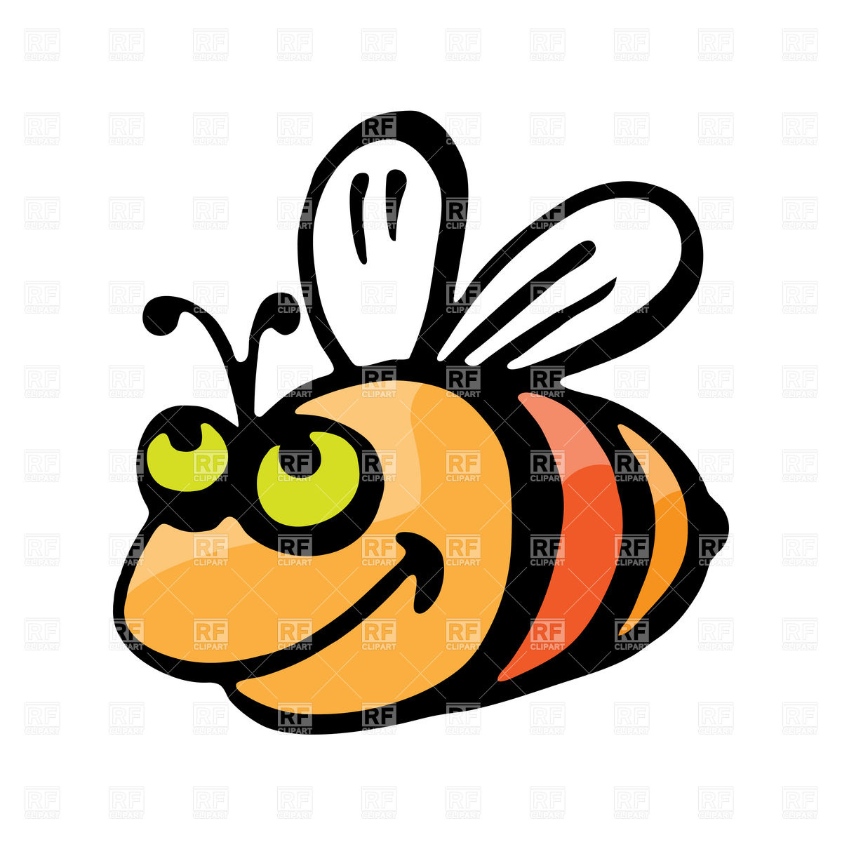 1200x1200 Funny Smiling Cartoon Bee Royalty Free Vector Clip Art Image