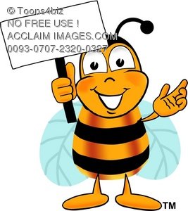 267x300 Toons4biz Cartoon Bumblebee Character Holding A Blank Sign
