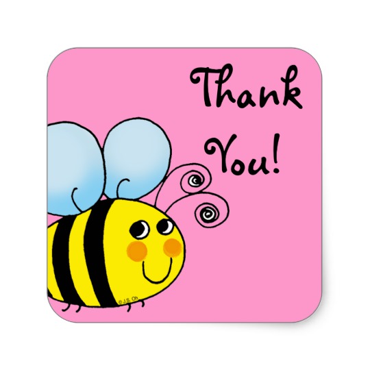 540x540 Cute Cartoon Bumble Bee Thank You Square Sticker Zazzle.ca