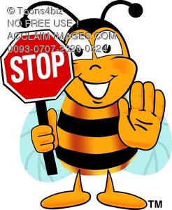 246x300 Illustration Cartoon Bumble Bee Or Honey Bee Holding A Stop Sign