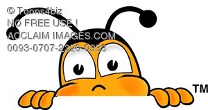 300x159 Toons4biz Cartoon Bumble Bee Or Honey Bee Peeking Over A Table