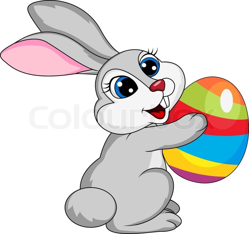 800x752 Vector Illustration Of Cute Rabbit Cartoon Holding Ester Egg
