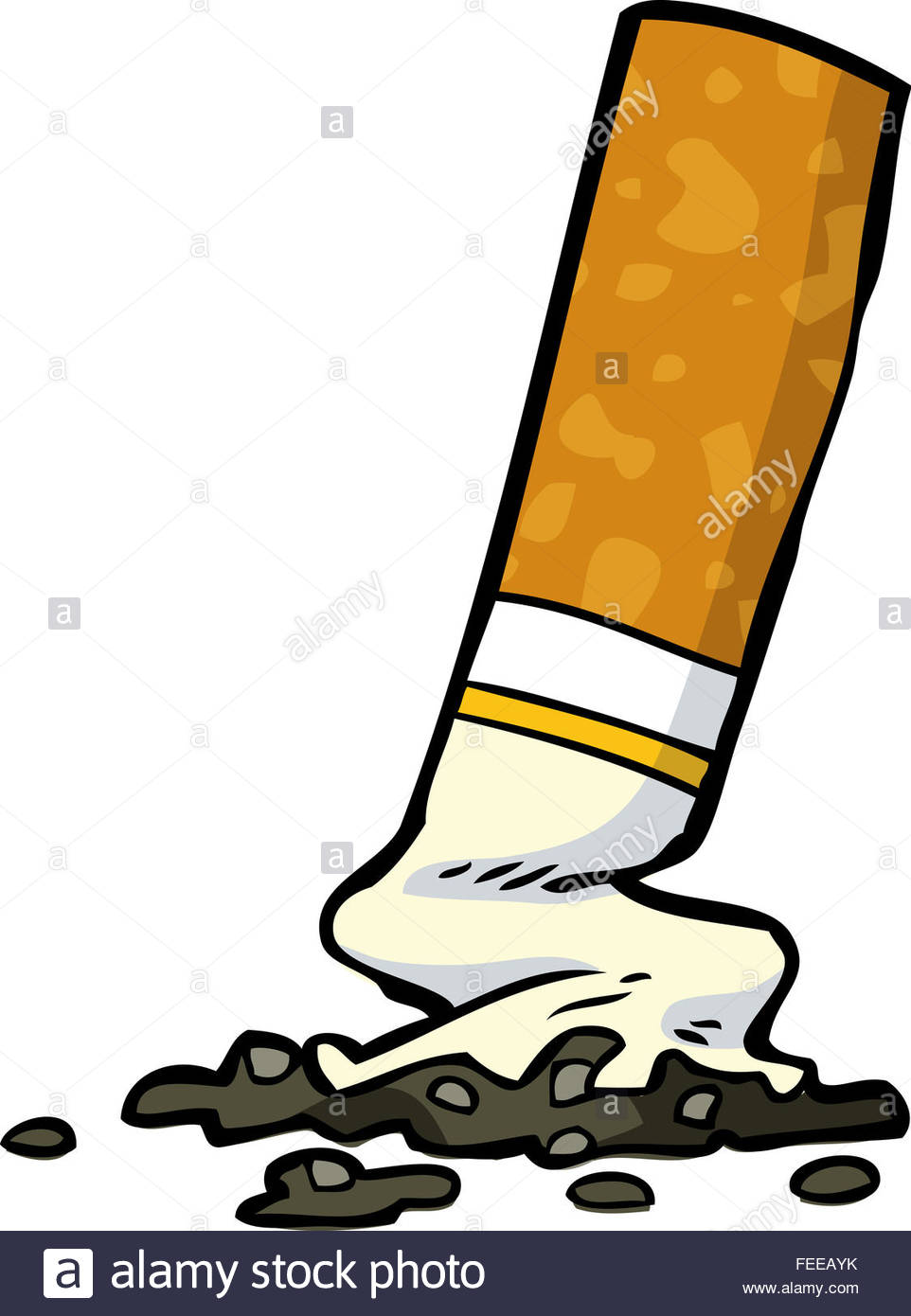 962x1390 Cartoon Cigarette Butt On A White Background Stock Photo, Royalty