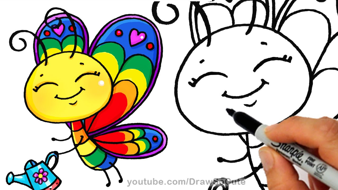 1280x720 Simple Cartoon Butterfly Drawing