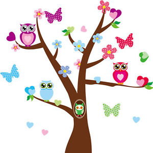 300x300 Wall Decal Removable Colorful Cartoon Butterfly Tree Stickers