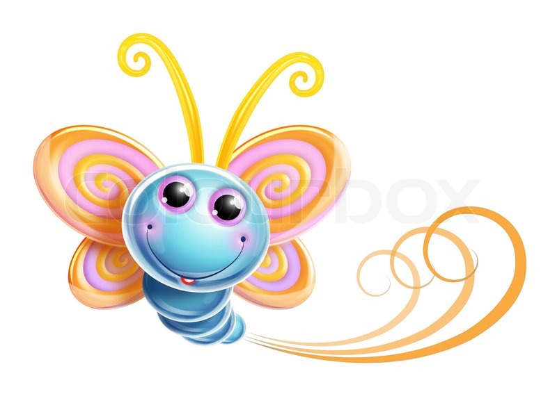 800x567 Whimsical Kawaii Cute Cartoon Butterfly Stock Photo Colourbox