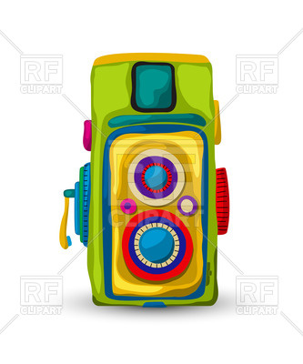 333x400 Vintage Colored Cartoon Analog Camera Royalty Free Vector Clip Art