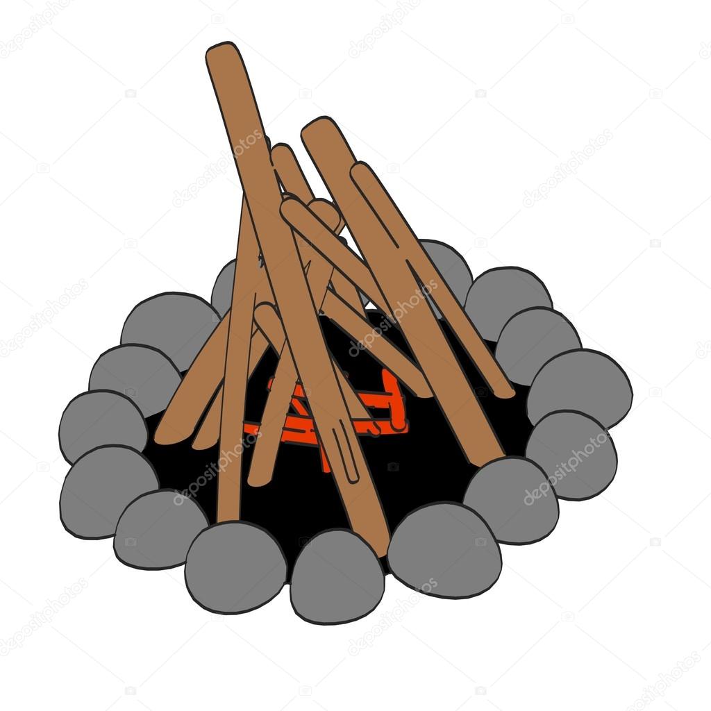 1024x1024 Cartoon Image Of Campfire Stock Photo 3drenderings