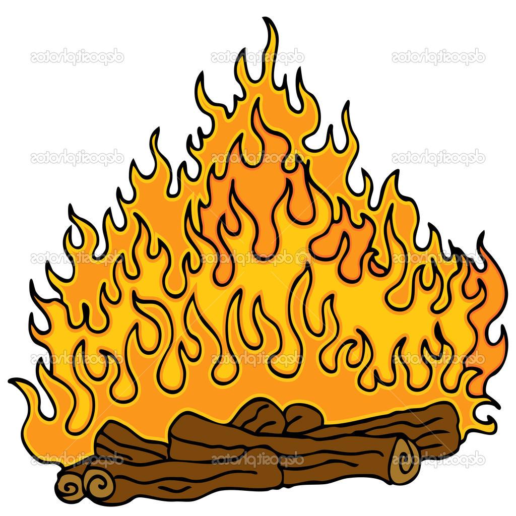 1024x1024 Best Hd Cartoon Fire With Logs Campfire Image