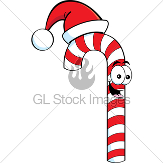 325x325 Cartoon Candy Cane Wearing A Santa Hat Gl Stock Images