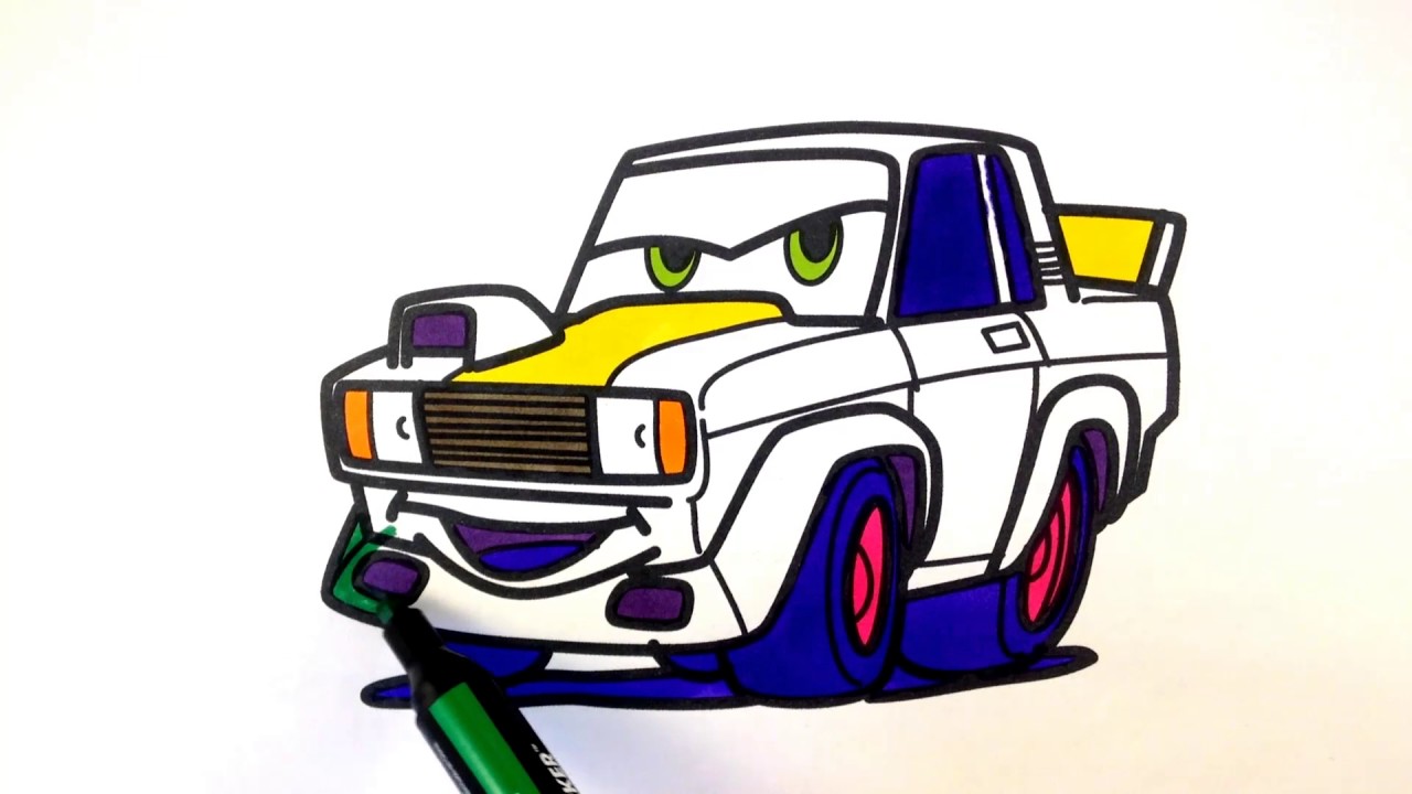 1280x720 How To Draw A Car. Vaz 2105 Racing Car (Cartoon Cars 3 Style