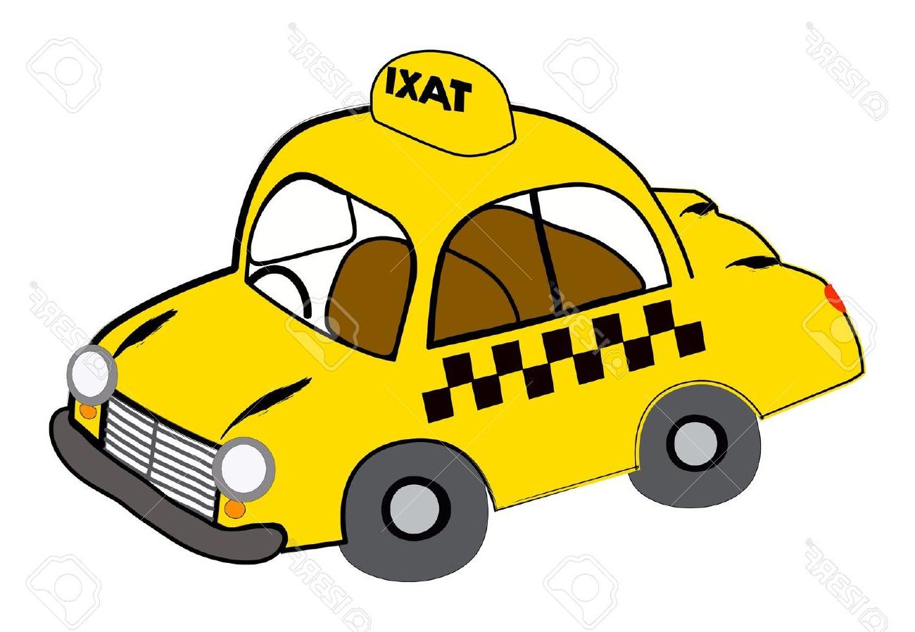 1300x898 Unique Yellow Taxi Illustration On White Stock Vector Car Cartoon