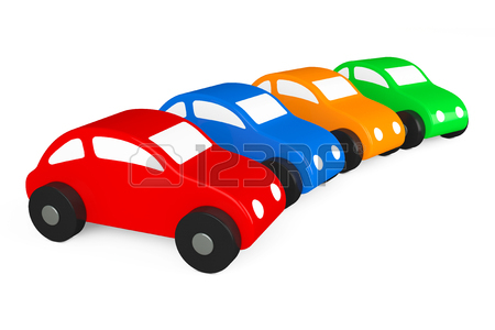 450x300 Multicolour Cartoon Toy Cars On A White Background. 3d Rendering