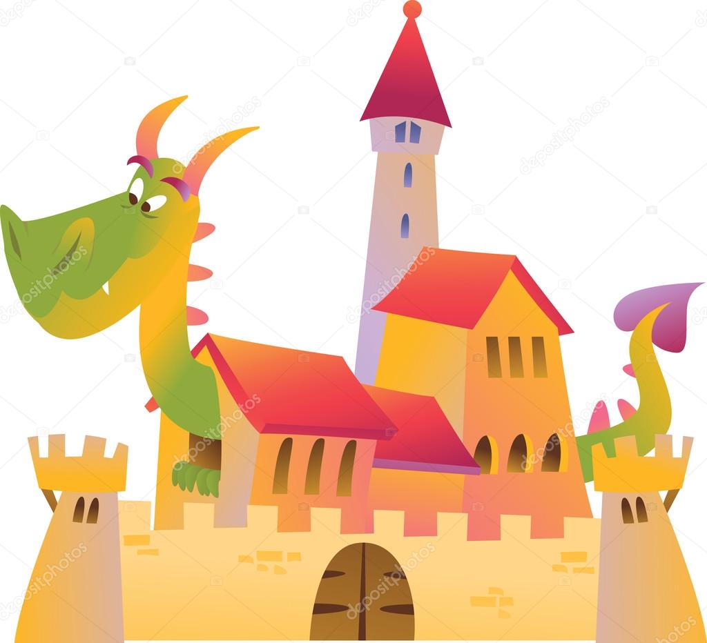 1024x932 Cartoon Dragon And Castle Stock Vector Caramelina