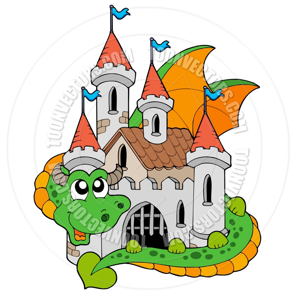 940x940 Cartoon Dragon With Old Castle By Clairev Toon Vectors Eps