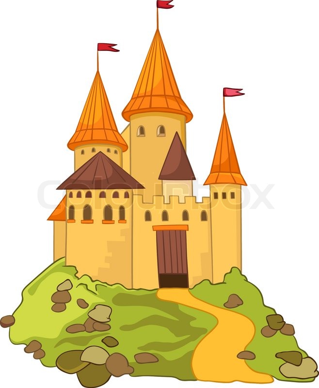 658x800 Cartoon Illustration Castle Isolated On White Background Stock