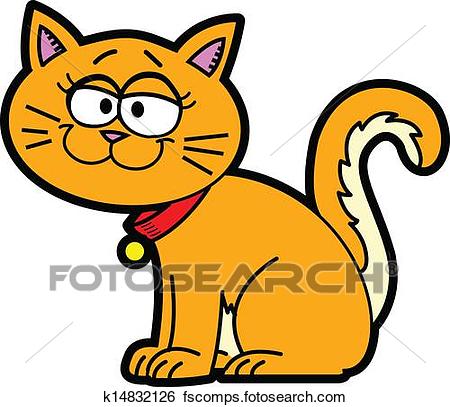 450x407 Clip Art Of Cartoon Cat K14832126
