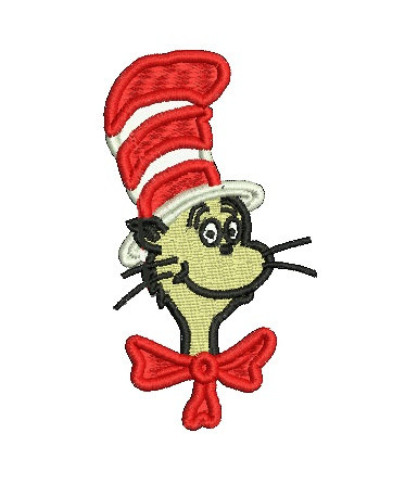 373x446 Cat Int He Hat, Cat In The Hat Filled, Embroidery Design, Machine
