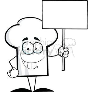 300x300 Royalty Free Cartoon Chefs Hat Character Holding A Blank White