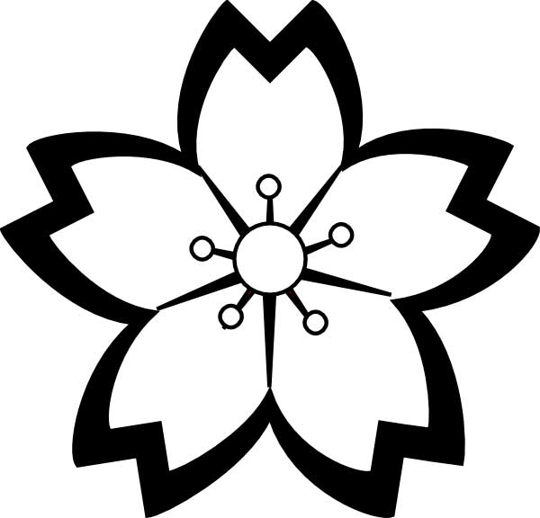600x576 Cherry Blossom Clipart Black And White