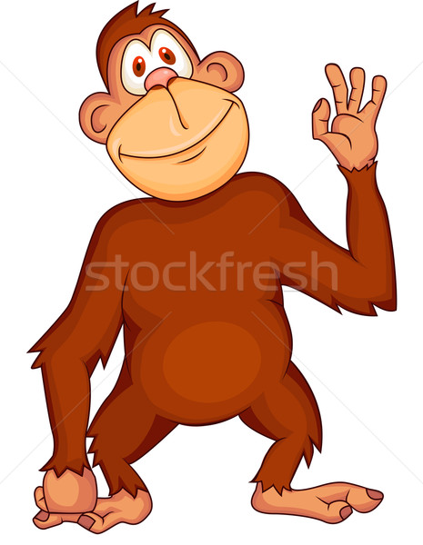 465x600 Chimpanzee Cartoon Hand Waving Vector Illustration Surya Zaidan