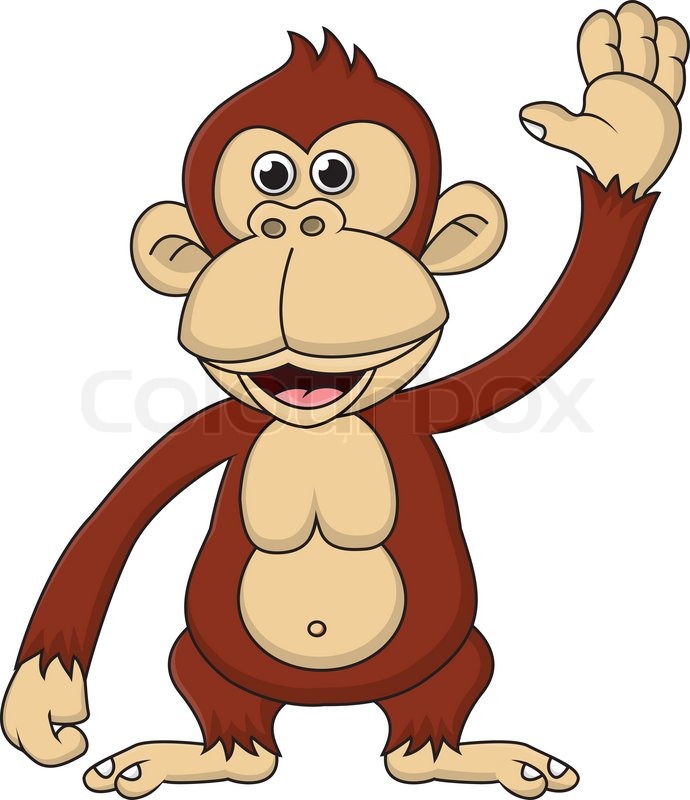 690x800 Chimpanzee Cartoon Waving Hand Stock Vector Colourbox