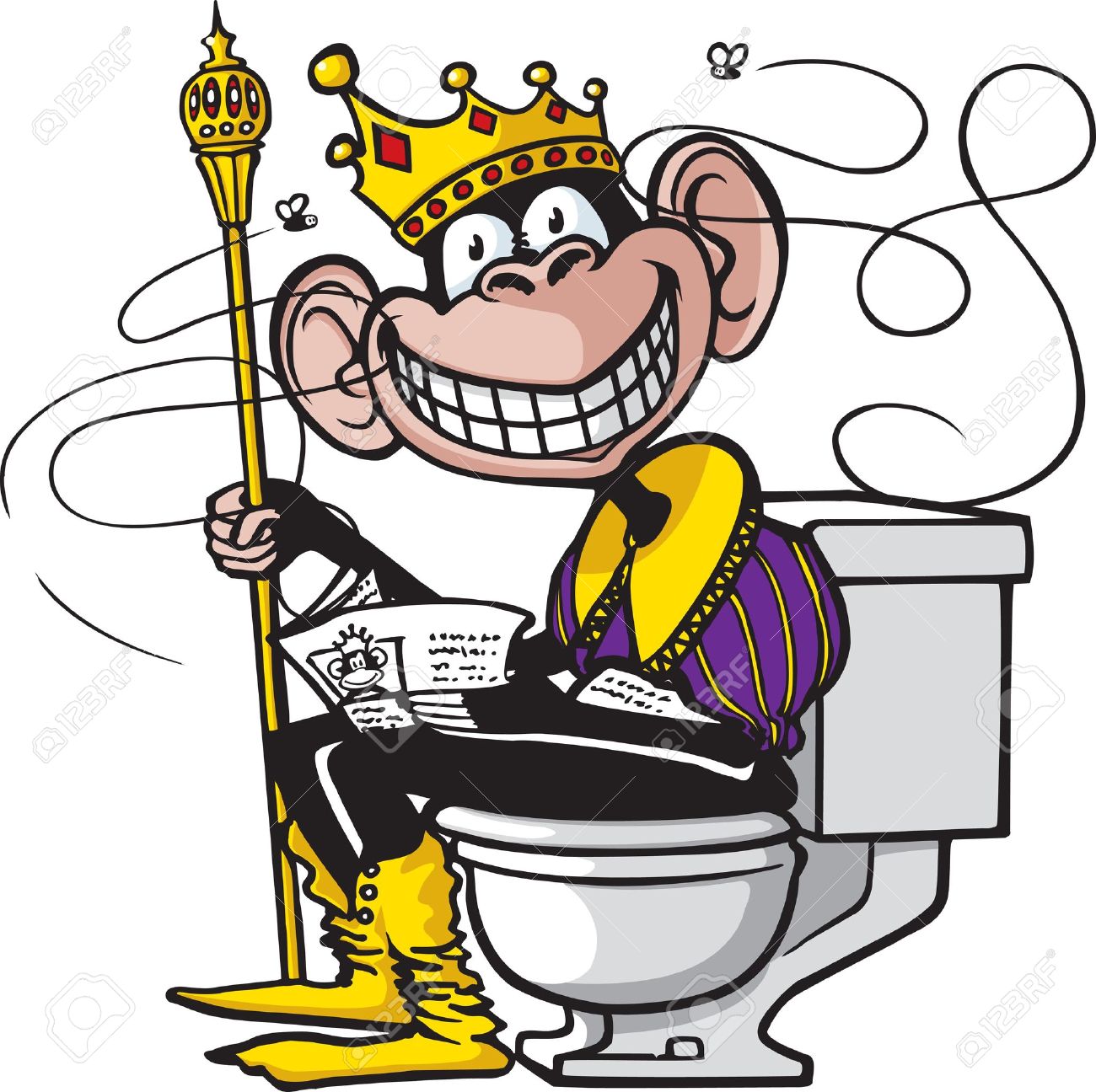 1300x1296 A Cartoon Of A Chimpanzee Sitting On A Toilet Royalty Free