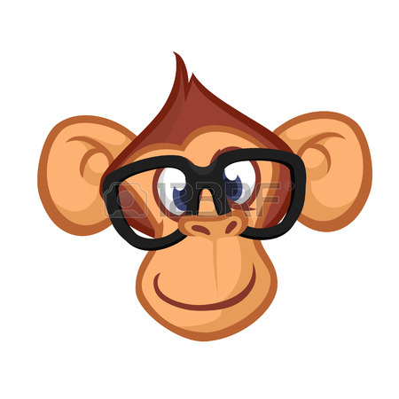 450x450 Happy Cartoon Monkey Head. Vector Icon Of Chimpanzee. Design