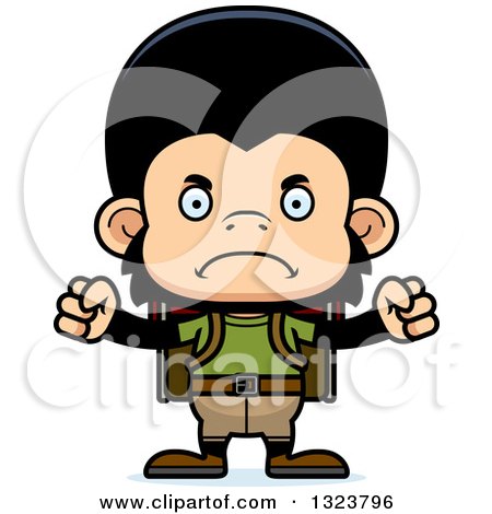 450x470 Lineart Clipart Of A Cartoon Black And White Mad Chimpanzee Monkey