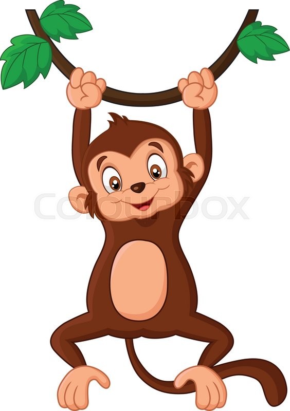 564x800 Vector Illustration Of Cartoon Monkey Hanging In Tree Stock
