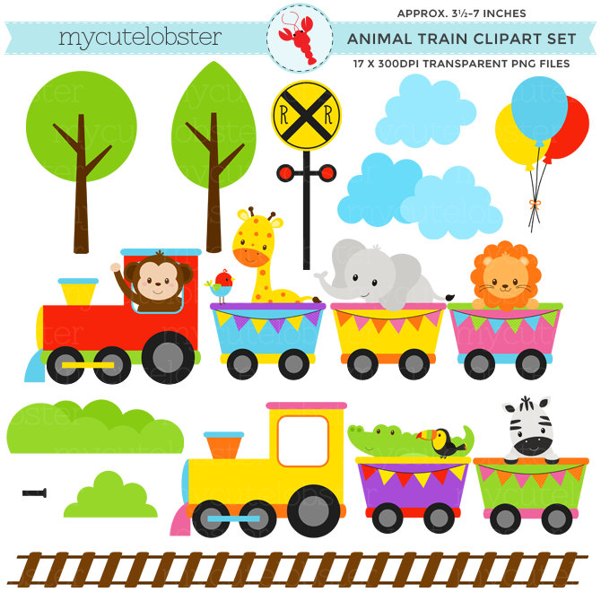 670x670 Animal Train Clipart Set Clip Art Set Of By Mycutelobsterdesigns