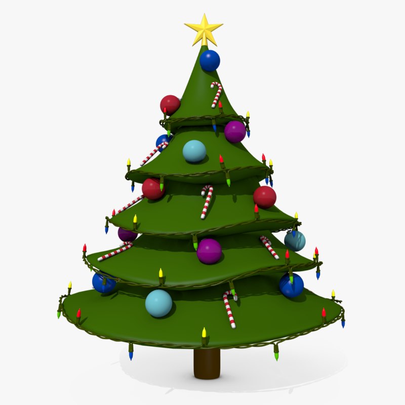 800x800 Cartoon Style Christmas Tree Model