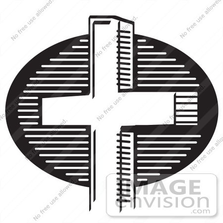 450x450 Royalty Free Black And White Cartoon Clip Art Of A Church Cross