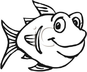 350x289 Black And White Fat Cartoon Fish