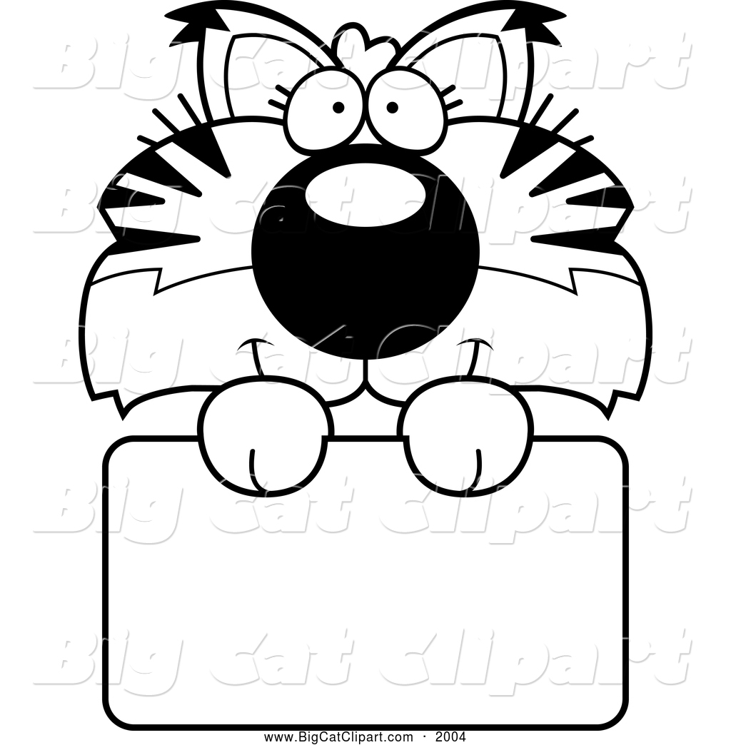 1024x1044 Big Cat Cartoon Vector Clipart Of A Black And White Cute Bobcat