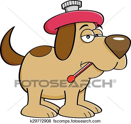 450x426 Clip Art Of Cartoon Sick Dog With A Thermometer K29772908