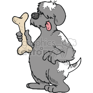300x300 Royalty Free Cartoon Dog Holding A Big Bone 131957 Vector Clip Art