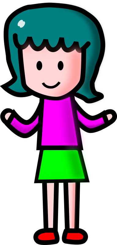 383x800 Free Simple Cartoon Girl Clip Art