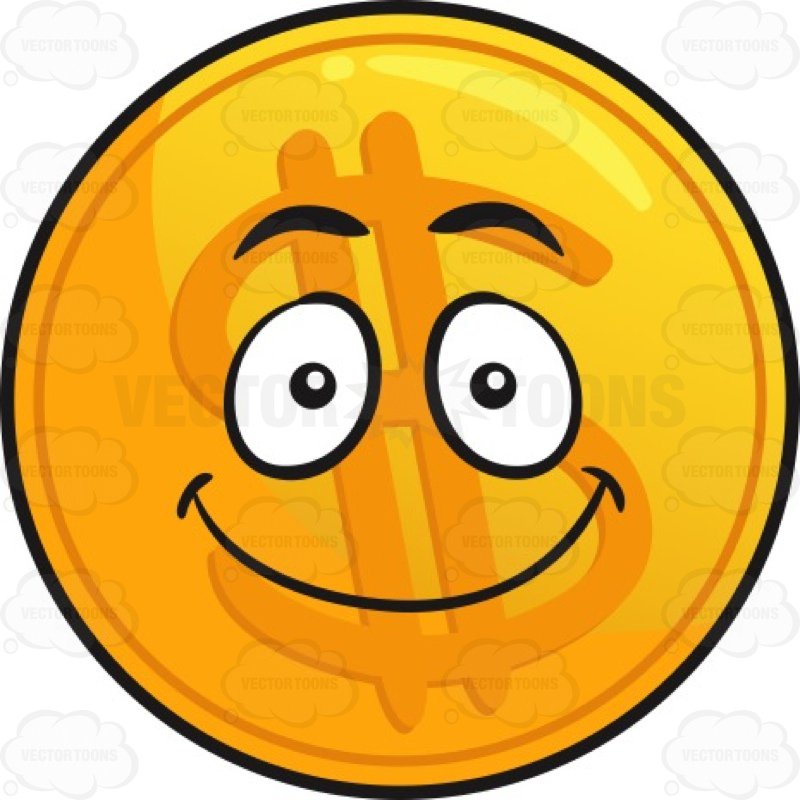800x800 Happy Golden Coin Emoji Cartoon Clipart